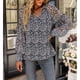 thumbnail image 5 of Camisa Suave, Estampado Floral Escote En V Mujer Blusa Transpirable Encaje Empalmado Para Fiesta Para Trabajo ANGGREK No, 5 of 7