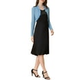 thumbnail image 2 of INSPIRE CHIC Women's Elegant Ruffle Collar Crop Cardigan Open Front Knitted Shrug Top XL Blue, 2 of 6