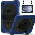thumbnail image 3 of ELEHOLD Rugged Hybrid Case For Samsung Galaxy Tab A9+, with Built-in Kickstand 360° Rotating Handstrap Crossbody Shoulder Strap Shockproof Heavy Duty Case, Navyblue+Black, 3 of 9