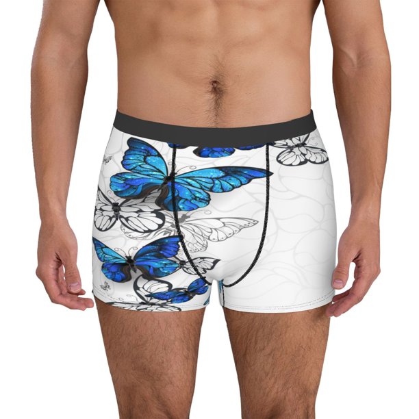 Fotbe Blue Flying Butterflies Calzoncillos Tipo Boxer con Bolsa de Soporte Total para Hombre, X-Temp Fresco, Transpirable y de Secado Rápido-XX-Large