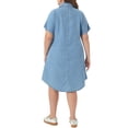 thumbnail image 4 of Agnes Orinda Women's Plus Size Jean Denim Dress Lapel Short Sleeve Button Down Curved Hem Casual A Line Midi Dresses with Pockets 1X Sky Blue, 4 of 8