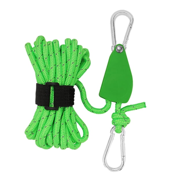 Colgador de cuerda, carpa de trinquete, tensor de cuerda, tensor, cuerdas tensoras con mosquetón, cuerda de viento para dosel de escalada, acampada al L y verde