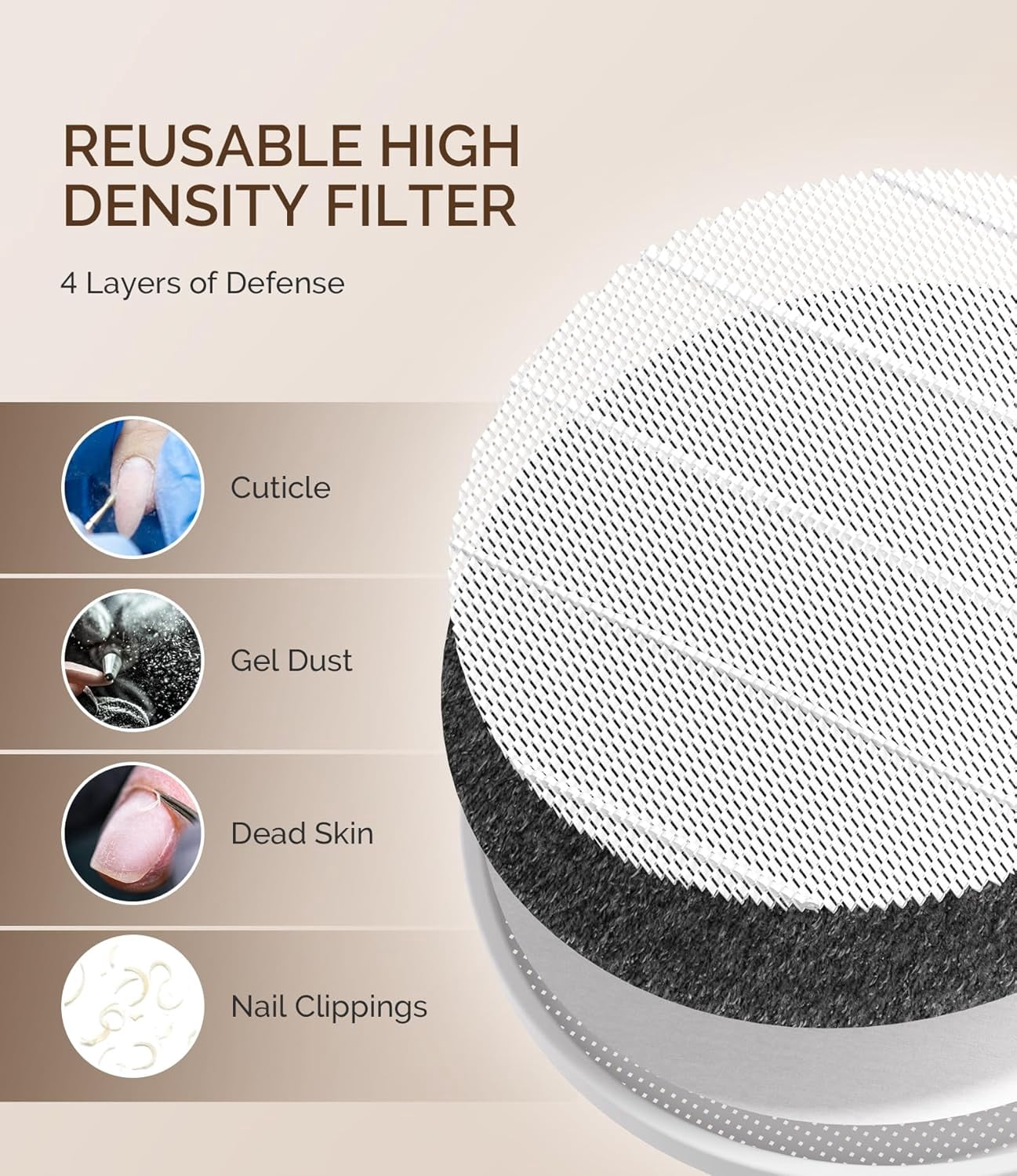 MelodySusie HPro Nail Dust Collector,Compact Vacuum Fan with Reusable Filter, Powerful Dust Suction Machine for Acrylic Nail Polishing, Salon & Home