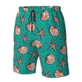 thumbnail image 6 of Uemuo Starfish and Shell Pattern Men's Swim Trunks Hawaiian Beach Bathing Suit Swimsuits Beach Quick-Dry Shorts with Pockets-Large, 6 of 9
