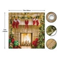 thumbnail image 4 of Christmas Fireplace Shower Curtain Set with Hooks Winter Interior Xmas Tree Stockings Home Bathroom Bathtubs Decor 72"x72", 4 of 7