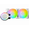 thumbnail image 2 of MSI MAG CoreLiquid E240 White - AIO ARGB CPU Liquid Cooler - Rotating Cap Design - 240mm Radiator - Dual 120mm ARGB PWM Fans - Intel LGA 1851/1700 Ready / AMD AM5 Compatible, 2 of 5