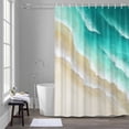 thumbnail image 5 of Abstract Beach Shower Curtains for Bathroom, Teal Green Beige Ombre Ocean Wave Coastal Sand Washable Fabric Shower Curtain with Hooks Waterproof Bathroom Decor Sets, 48 x 72 Inches, 5 of 9