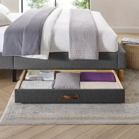 UPC: 0815319026821 | MUSEHOMEINC Upholstered Solid Wood Under Bed Storage Organizer Drawer with 4-Wheels for Bedroom/Leather Handle Underbed Storage QUEEN/KING