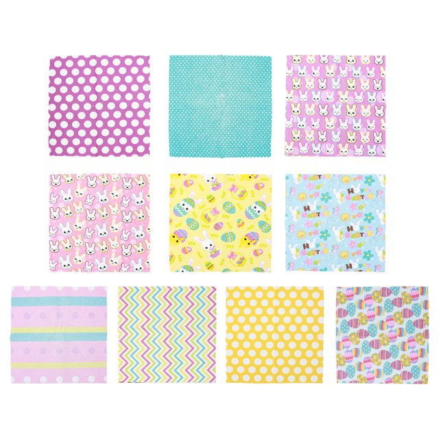MasteelfCA 10 Pcs Chiffons Patchwork de Pâques Festival Lapin Œufs Couture Bricolage