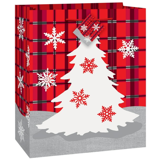 Rustic Plaid Christmas Gift Bag - Walmart.com - Walmart.com