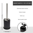 thumbnail image 3 of Black Toilet Brush Set with Stainless Steel Handle, Folding Lid and Removable Insert - Compact Design for Modern Bathrooms, 3 of 8