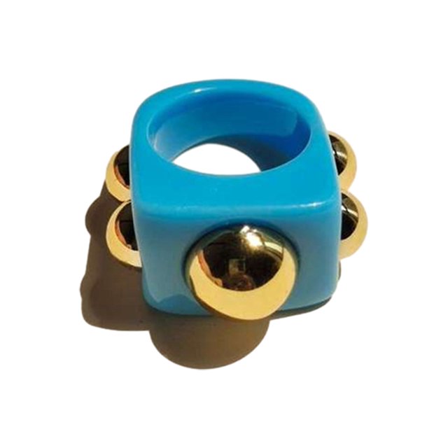 Jumpingount Anillos llamativos de moda para mujer - Anillos gruesos arcílicos Anillo de dedo de regalo para mujer llamativo y atrevido Ropa, zapatos y accesorios Miscelánea azul