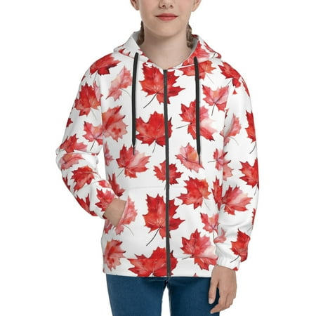 

Hoodies for Teen Girls Boys Realistic Maple Leaf Long Sleeve Youth Kids Essentials Zip Up Hoodie Lghtweight Fashion Hoodies & Sweatshirts Jacket Fall Winter Outfits Tops