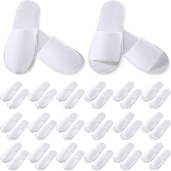 Lsupdaol 12 Pairs Disposable Slippers for Guests Bulk Soft Disposable Hotel Spa Slippers Open Toe and Close Toe White Non-Slip for Women Men Home Indoor Hotel Travel Wedding Party