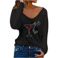 thumbnail image 1 of Camiseta de manga larga con cuello en V para mujer a la moda, blusa suelta con estampado de otoño Fridja  bvmnju4635, 1 of 5