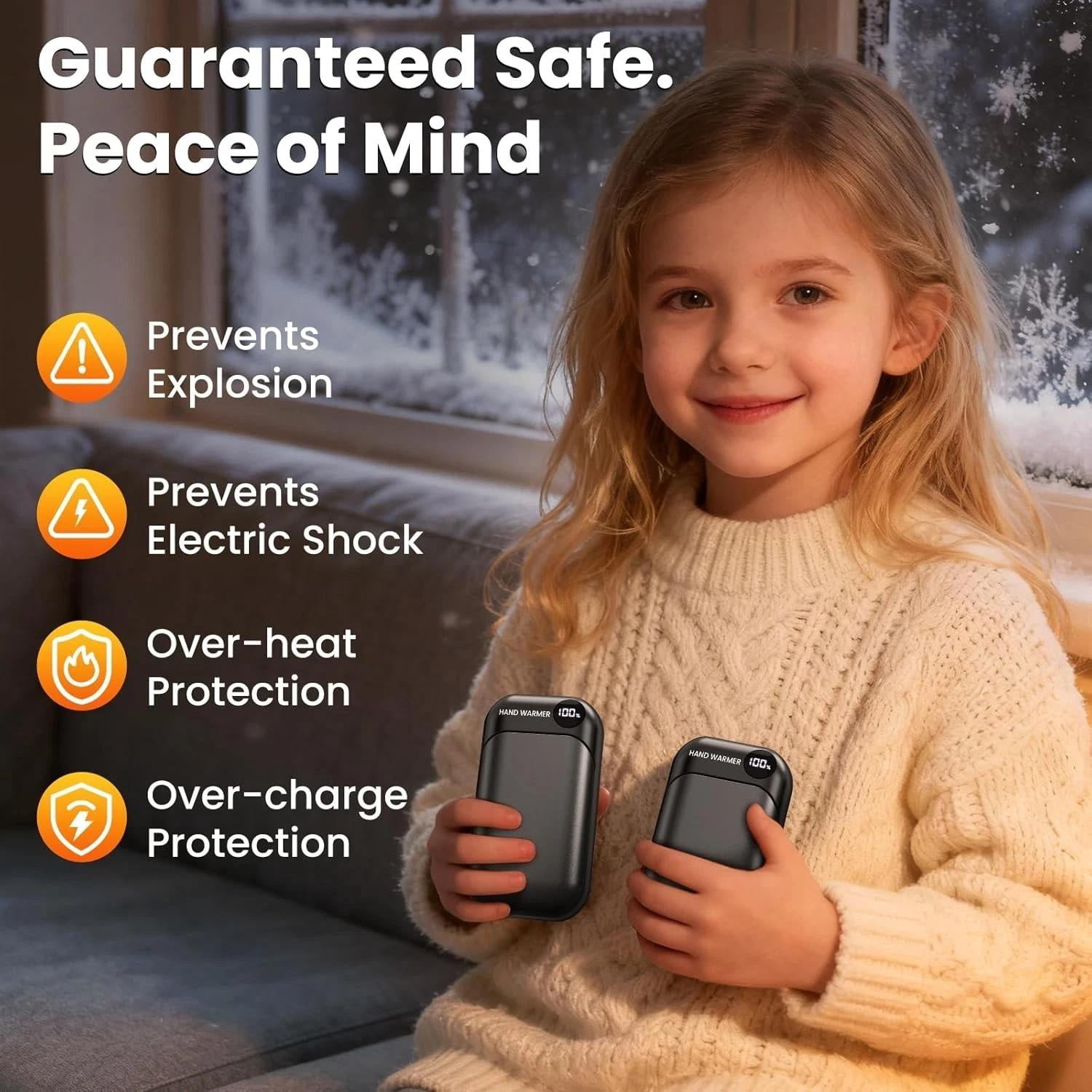 Hand Warmers Rechargeable 2 Pack, 4-Levels 104°F to 131°F Electric Hand Warme...