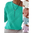 thumbnail image 3 of Gvmfive Women's Twill Solid One Shoulder Long Sleeve Knitted Casual Sweater, 3 of 4