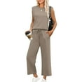 thumbnail image 2 of Lounge Sets for Women 2 Piece Track Suits Outfits 2025 Travel Summer Casual Outfit Sets Matching Pants Set Clothing Khaki S, 2 of 7