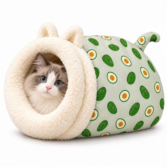 Cat Sleeping Bag for Indoor Cats, Plush Cat Sack Bed with Cozy Cave Opening, Warm Fluffy Pet Nest Washable