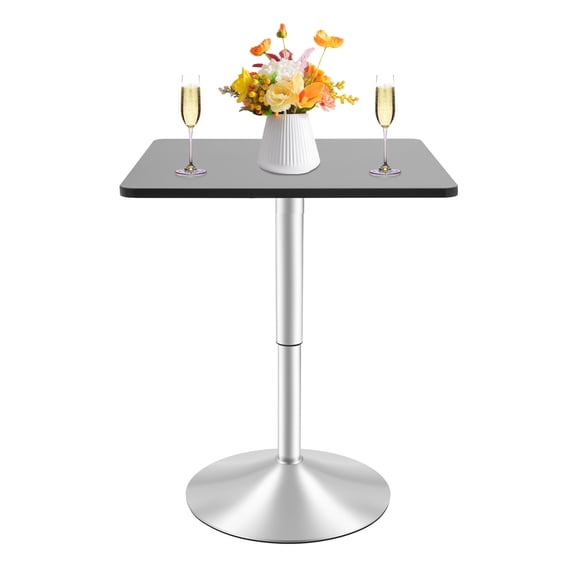ChicHomey Modern Black Adjustable Height Square Bar Table,360° Swivel Cocktail Table,Adjustable Height 27.5-35.4in,for Home Cafe Bar