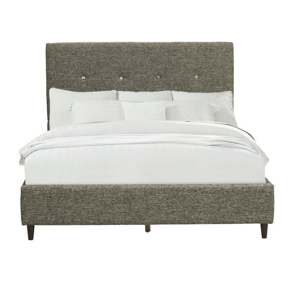 Grey Mid-Century Modern Upholstered Queen Bed Headboard