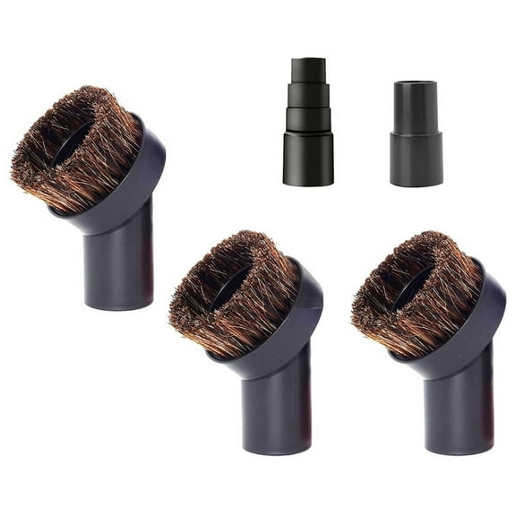 2X Round Horsehair Vacuum Dust Brush Attachment Compatible with Most Vacuum Cleaners with 1 1/4 Inch or 1 3/8 Inch Hose