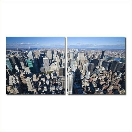 UPC 847321011298 product image for Aerial Manhattan Mounted Print Diptych in Multicolor | upcitemdb.com