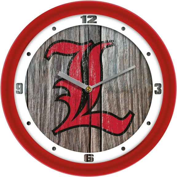 Louisville Cardinals 11.5'' Suntime Premium Glass Face Weathered Wood Wall Clock
