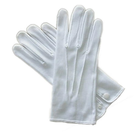 White Cotton Gloves with Snap - Medium