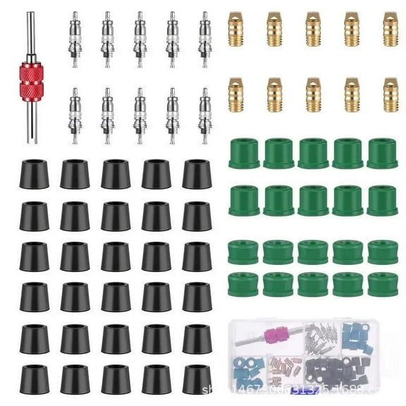ITSELFER Valve Core Removal Tool Set 71pcs Hvac Gasket Seal A/ Valve Stem Core Remover Tools Car Air Conditioning Valve Core Remover Valve Repair Parts With Storage Box