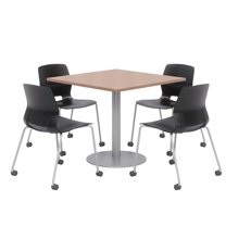 Olio Designs Cherry Square 36in Lola Dining Set - Black Caster Chairs