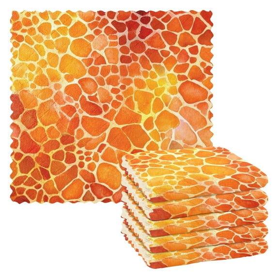 6 Pieces of Kitchen Towels 11x11Inch Kitchen Dish Cloths Kitchen Dish Towels Reuseable Cleaning Cloths Beautiful Orange Pattern