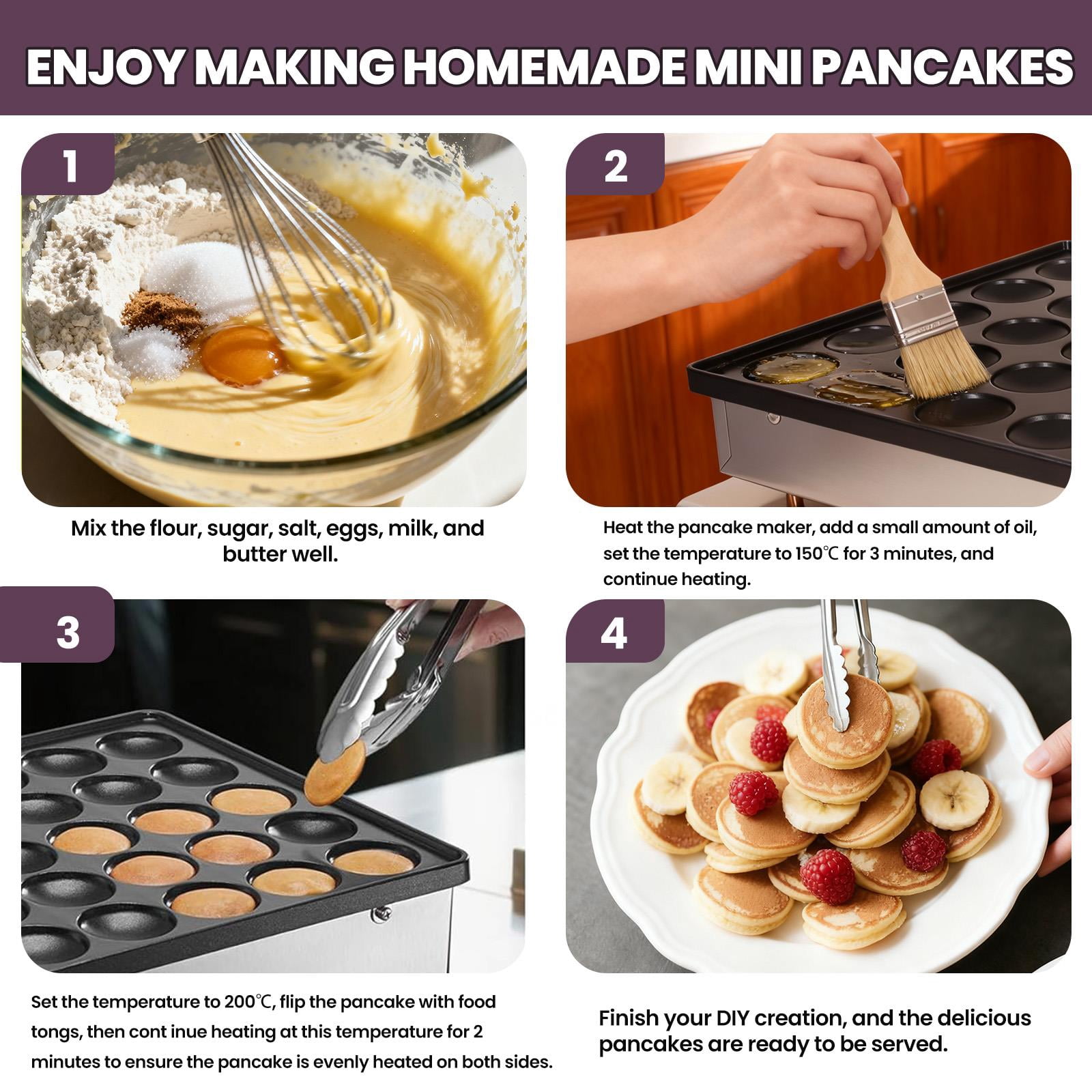 50PCS Muffin Waffle Maker,Pancake Machine With 110V Plug,Fast Preheating And Dual Zone Control,Mini Pancake Maker For Night Market Or Coffee Shop,201 Stainless Steel