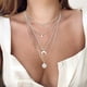 thumbnail image 2 of Collar En Capas Para Mujer, Collar De Luna, Colgante De Tarjeta, Cadena De Plata, Joyería, Collar Multicapa Con Disco De Luna, Regalo De Cumpleaños Eigraketly AP007542-02, 2 of 6