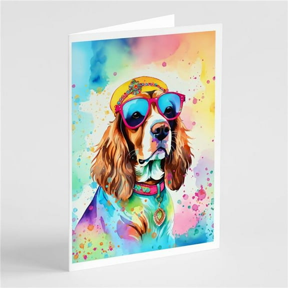 Cavalier Spaniel Hippie Dawg Greeting Cards Pack of 8 7 in x 5 in