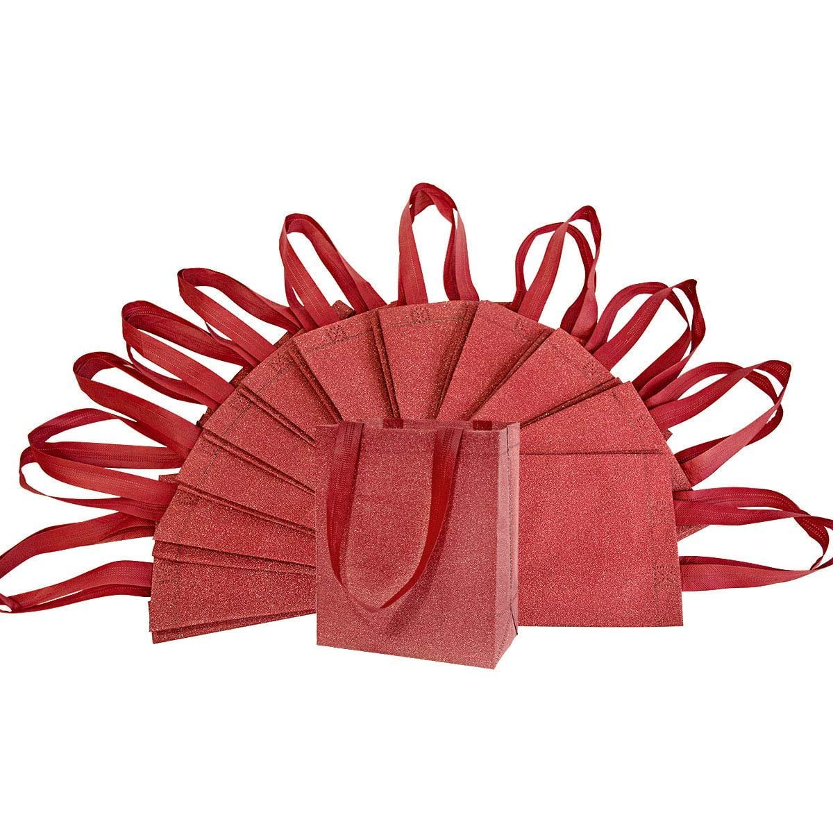 OccasionALL Small Red Reusable Fabric Gift Bags with Handles for All