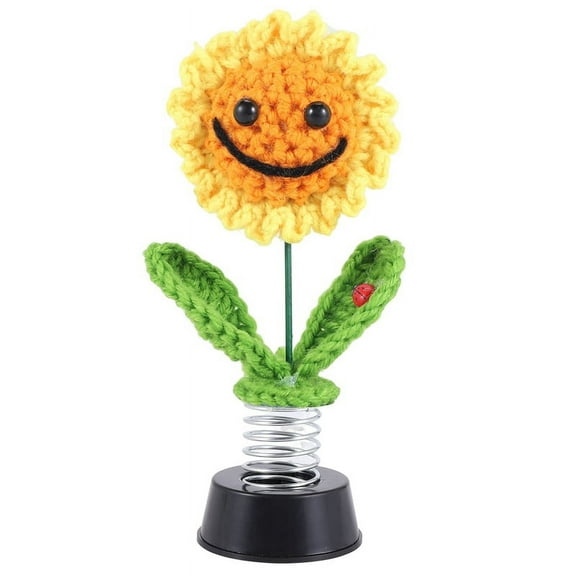 Sunflower Car Dashboard Decorations, Dashboard Knitted Flowers for Women Car Ornament Accessories