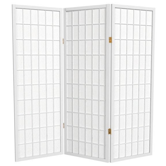 4 ft. Tall Window Pane Shoji Screen - White - 3 Panels