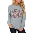 thumbnail image 1 of Chandail en Molleton Drôle Citrouille Halloween pour Femmes, Chandail Graphique Léopard, Manches Longues, Col Rond, T-Shirt, 1 of 2