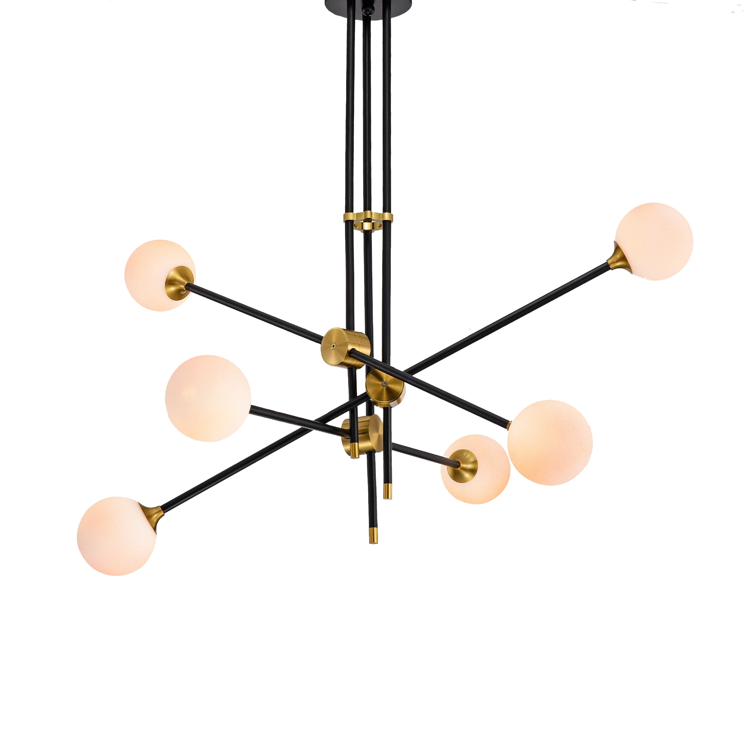 Warehouse of Tiffany Emillo Brass Matte Black with 6 Light Bulb Chandelier
