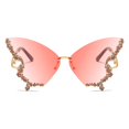 thumbnail image 2 of Women Rimless Sunglasses Butterfly Vintage-Retro Funky Coloured Diamond Rhinestone Glasses Festival Rave 70s Party Sunglasses UV Protection, 2 of 3