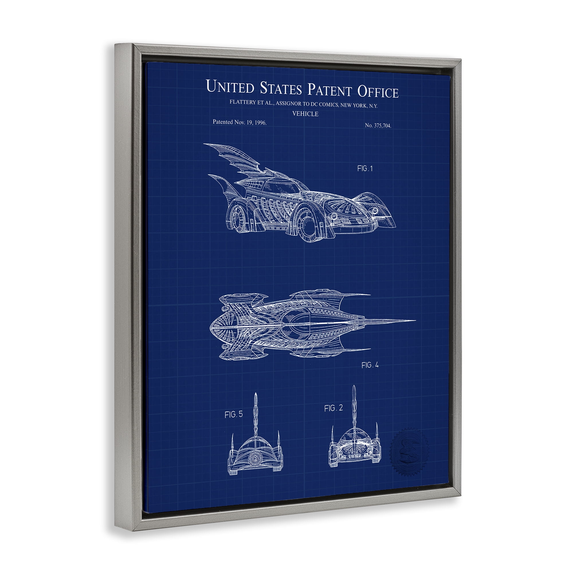 Stupell Industries Character Car Blueprint Transportation Painting Gray Floater Framed Art Print Wall Art, 25 x 31