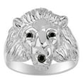 thumbnail image 1 of RYLOS Lion Head Ring Black Diamond Mouth & Gemstone Eyes Fun Designer Rings Onyx Sterling Silver Jewelry Size 6, 1 of 7