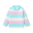 thumbnail image 2 of JIANJIA Toddler Girls Tops & T-Shirts Boys Rainbow Striped Print Button Down Lapel Long Sleeve Autumn Winter Activewear, 2 of 7