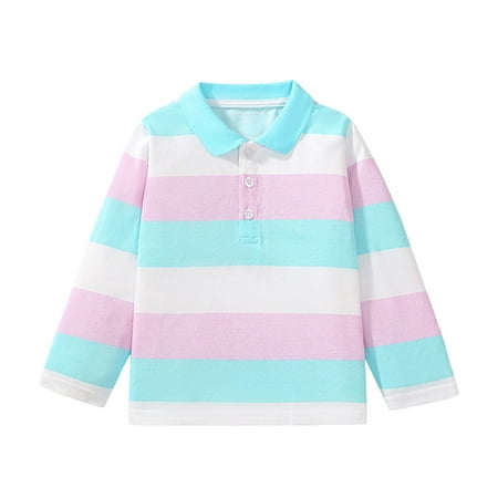 

Girls Shirts Kids Autumn Winter Striped Printed Long Sleeve Comfortable and Warm Children s Clothing Winter Tops 3-4 Years