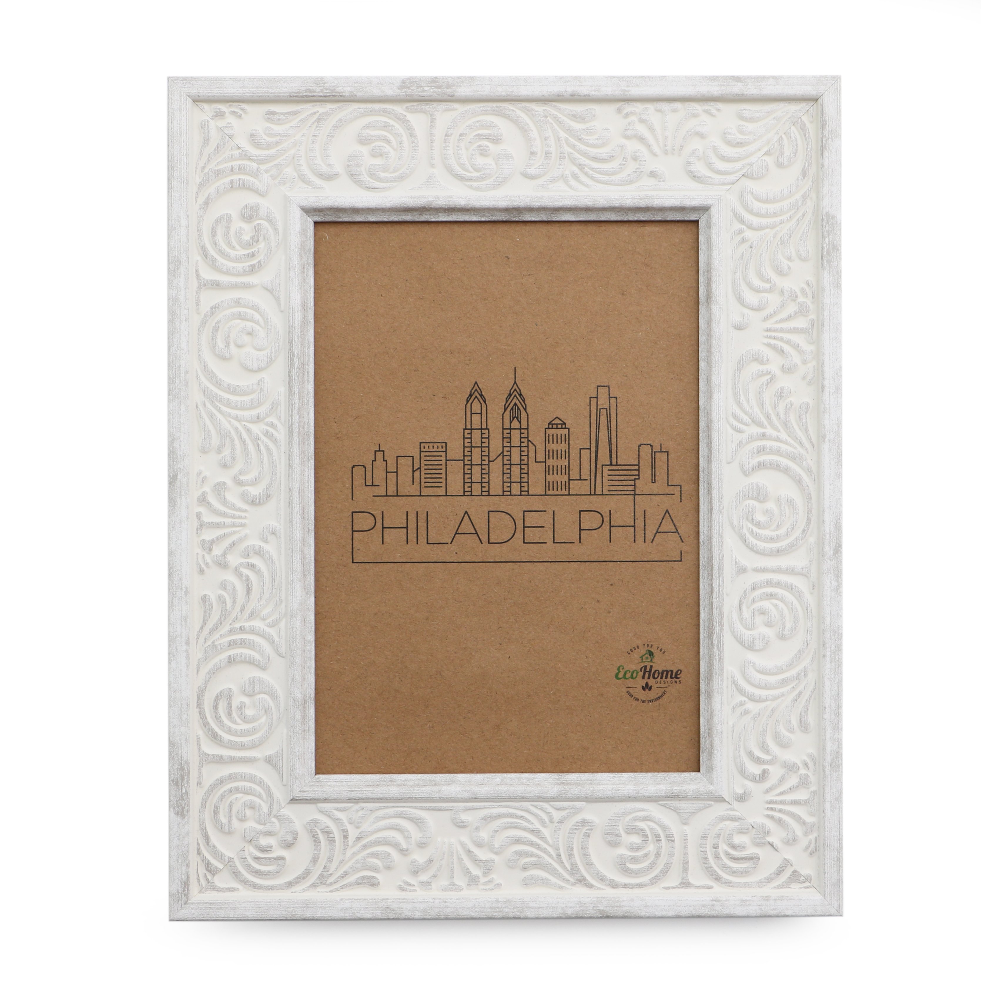 8x10 Distressed White Picture Frame, Wall Mount or Desktop Display