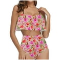thumbnail image 3 of Sentmoon Woman Swimsuit Ruffle Curvy Bathing Suit Women Tummy Control Push Up Plus Size Spaghetti Strap Bikinis for Women Summer Hawaii for Surfing and Water Sports, 3 of 6