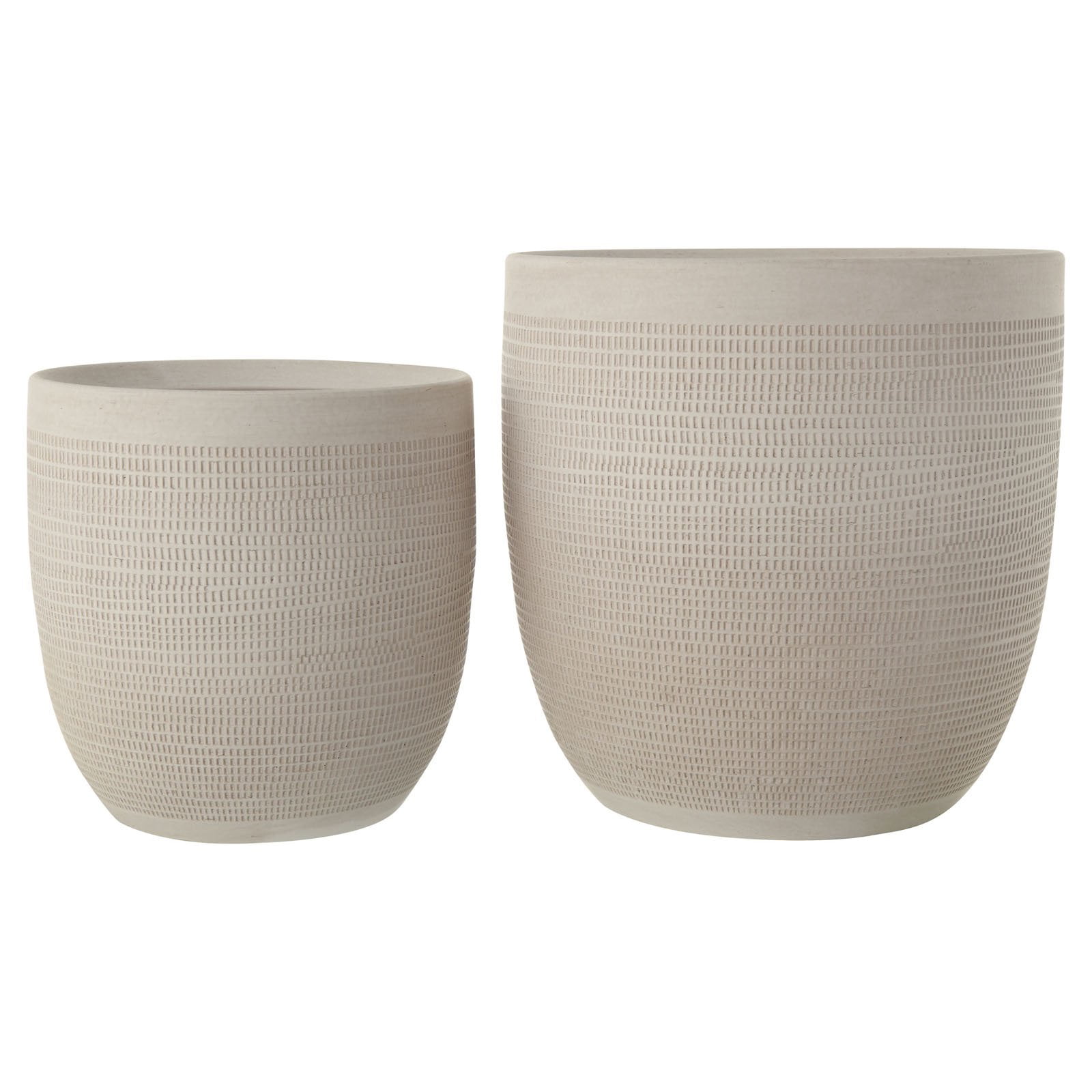 Woven Paths Large Matte White Embossed Stoneware Planter