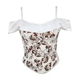 thumbnail image 6 of Floral Bustier Tops Spaghetti Straps Slim Fit Boned Waist Cincher Trendy Party Club Night Out Shapewear White XL, 6 of 7