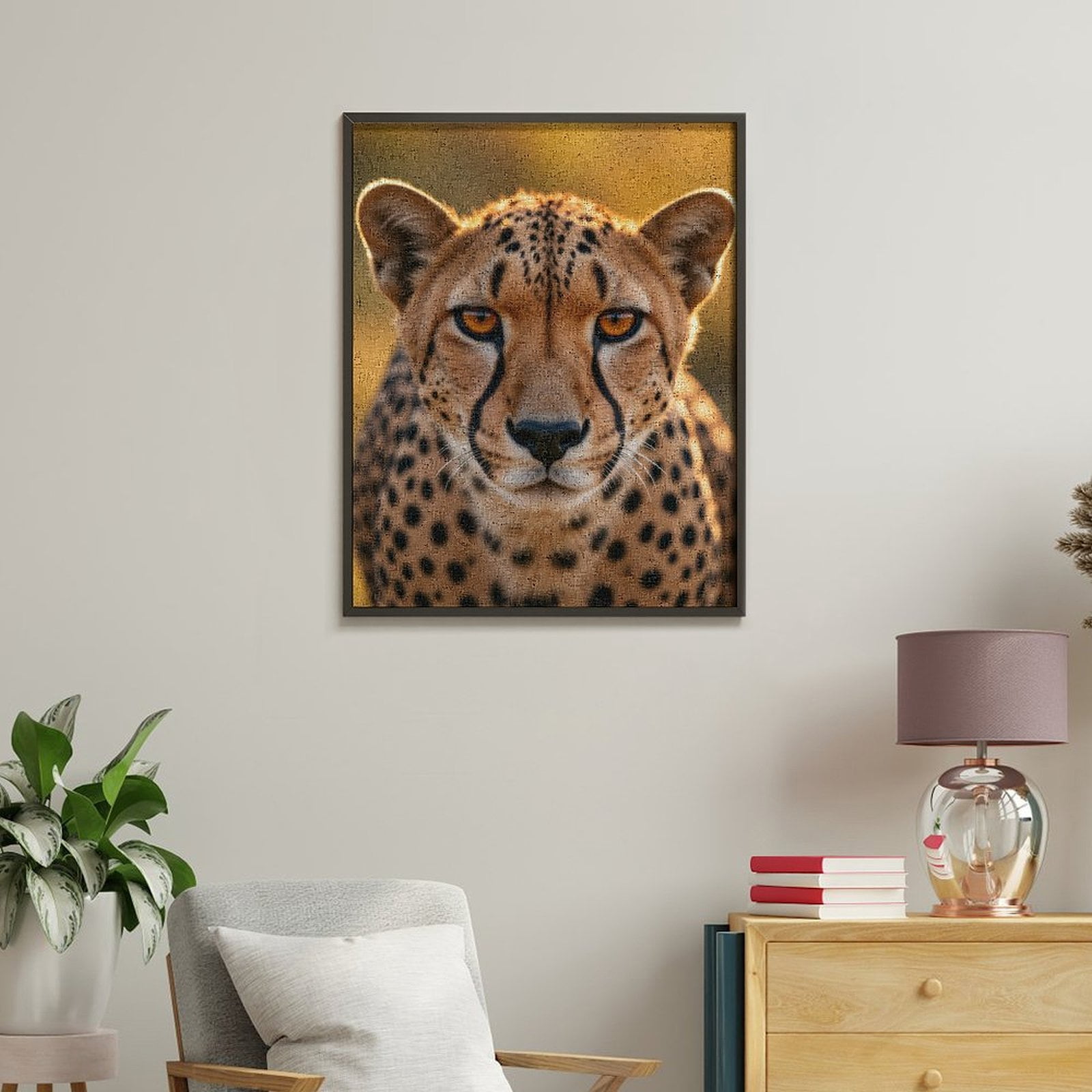 Paint by Numbers Kit for Adults, Cheetah Face Closeup Amber Eyes Paint by Numbers, Easy Paint by Numbers Kit for Adults Beginner, DIY Adult Paint by Number Kits on Canvas, Home Decor